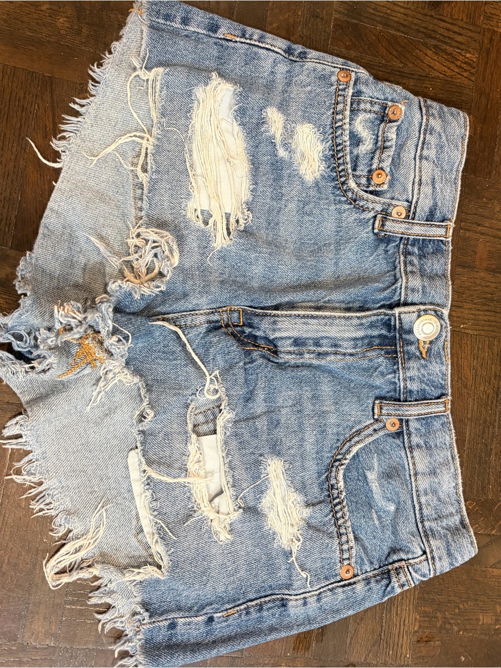 Aeropostale Light Blue Distressed Denim Cutoff Shorts